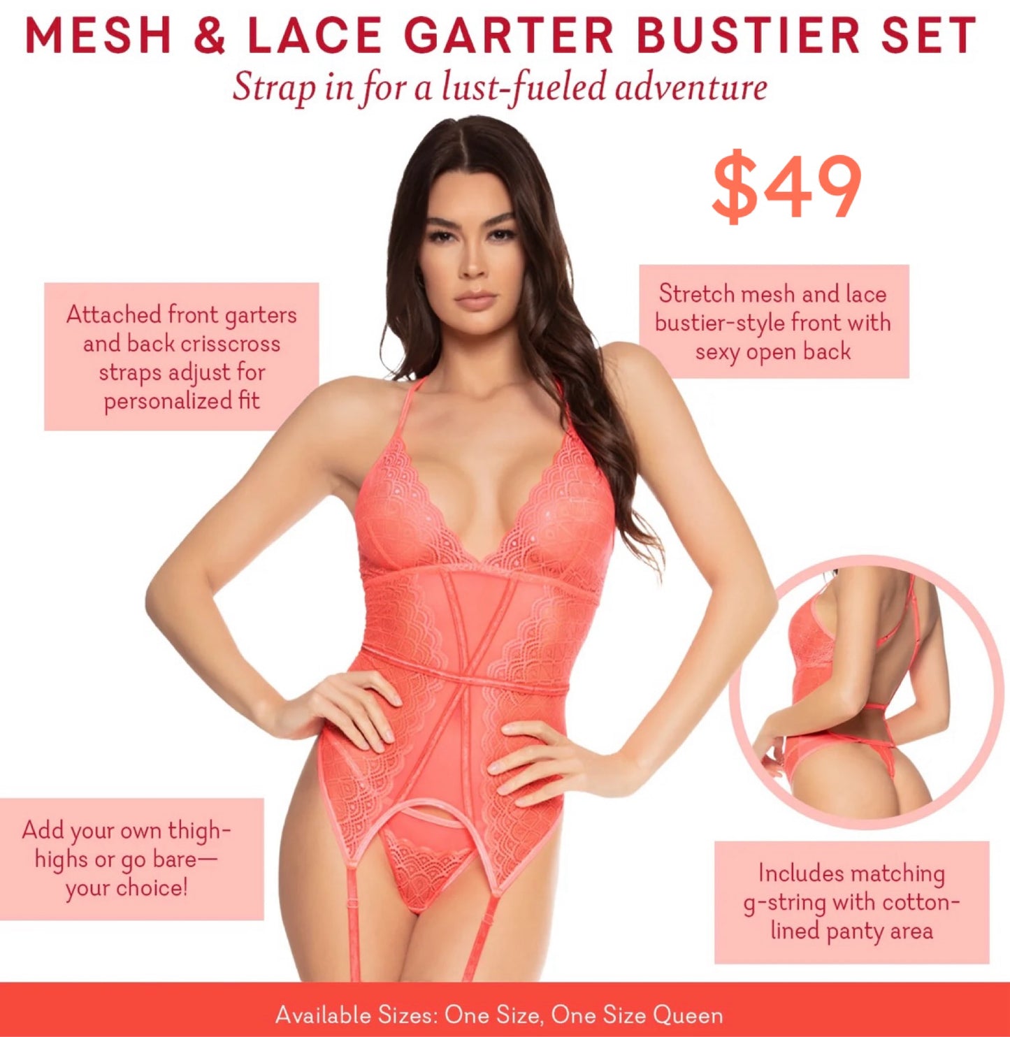 Mesh & Lace Garter Bustier Set (One Size)