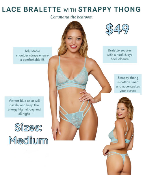 Lace Bralette sith Strappy Thong (Med)